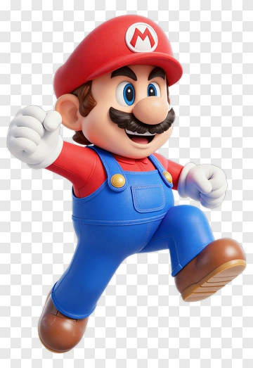 3D Mario Character Jumping PNG