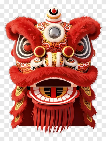 Colorful Lion Dance Mask PNG