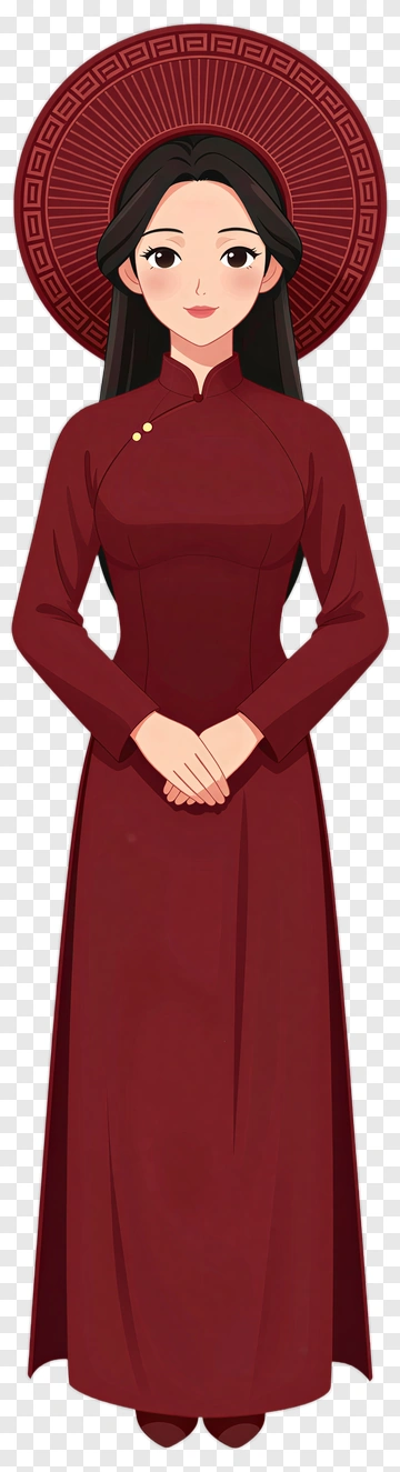 Cartoon Woman In Traditional Dress PNG