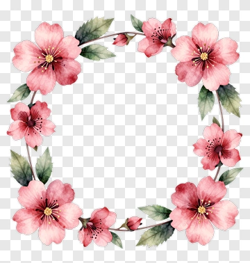 Watercolor Floral Frame PNG