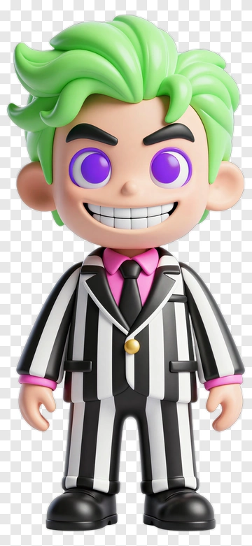 Cartoon Character With Green Hair And Striped Suit PNG