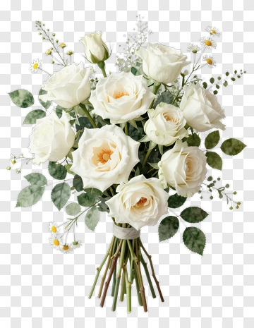 White Rose Bouquet PNG