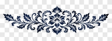 Navy Floral Decorative Design PNG
