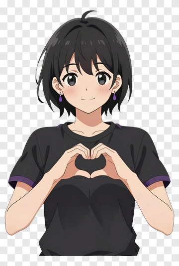 Anime Girl Making A Heart Gesture PNG