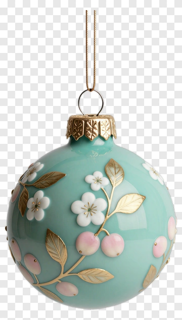 Decorative Christmas Ornament With Floral Design PNG