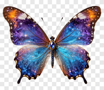 Colorful Butterfly With Galaxy Pattern PNG