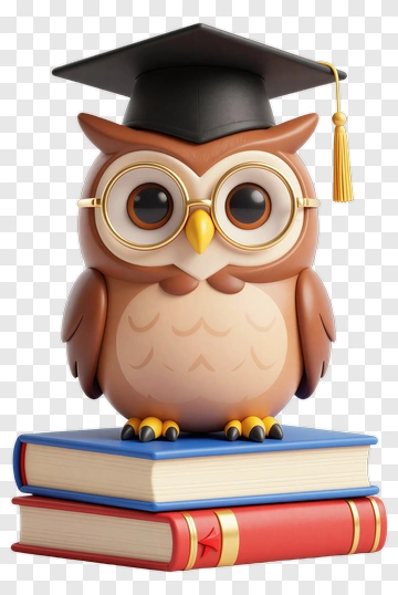 Graduation Owl On Stack Of Books PNG
