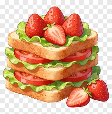 Strawberry Sandwich Stack PNG