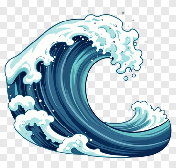 Cartoon Wave With Splashing Water PNG