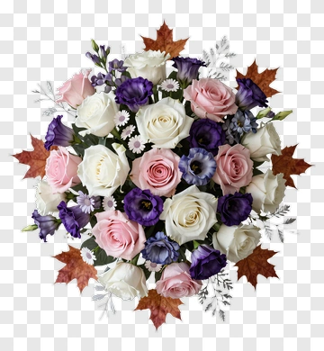 Flower Bouquet With Roses And Seasonal Leaves PNG