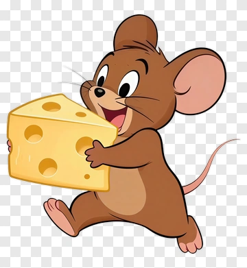 Cartoon Mouse Holding A Piece Of Cheese PNG