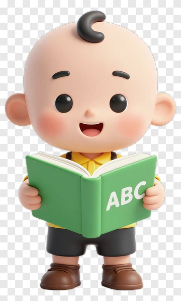 Cartoon Child Reading An Abc Book PNG