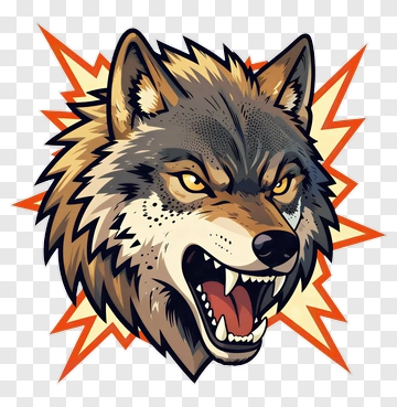 Angry Wolf Head Illustration PNG