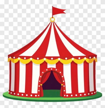 Circus Tent With Red And White Stripes PNG