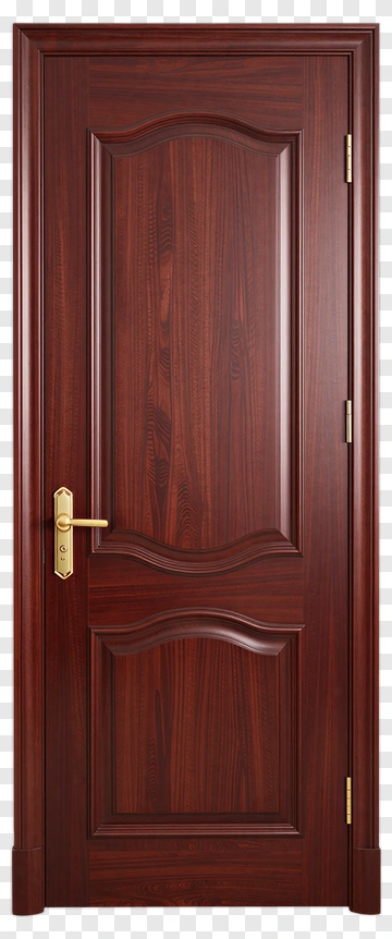 Wooden Door With Gold Handle PNG