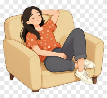Woman Relaxing On A Couch PNG