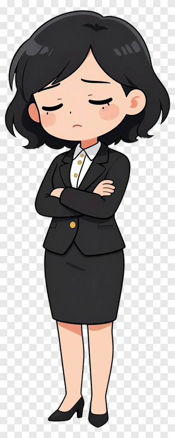 Cartoon Businesswoman Looking Serious PNG