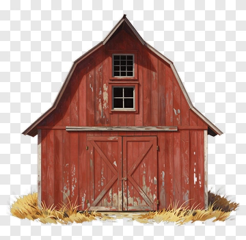 Red Barn With Grass PNG