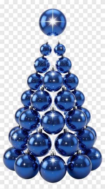 Blue Christmas Tree Made Of Ornaments PNG