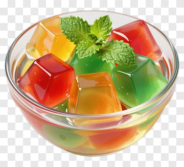 Colorful Jelly Cubes In A Bowl PNG