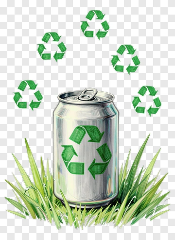 Recycling Can Surrounded By Green Symbols PNG