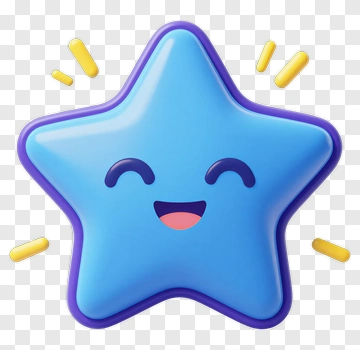 Cartoon Blue Star With A Happy Face PNG