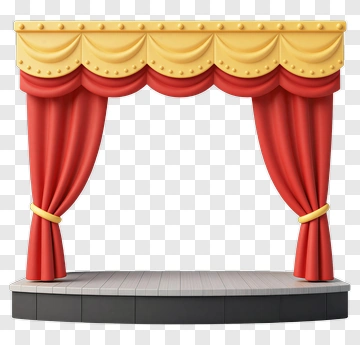 Theatrical Stage With Red Curtains PNG