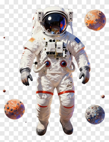 Astronaut Floating In Space With Planets PNG