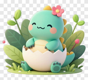 Cute Dinosaur Hatching From An Egg PNG