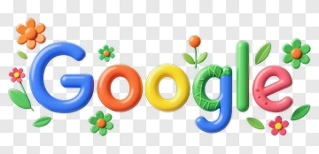 Colorful Google Logo With Flowers PNG