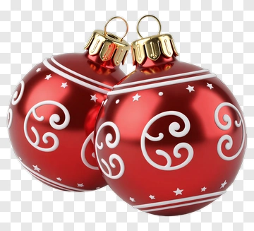 Red Christmas Ornaments With Decorative Patterns PNG