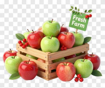 Fresh Farm Apple Basket PNG