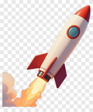 Rocket Launching With Flames PNG