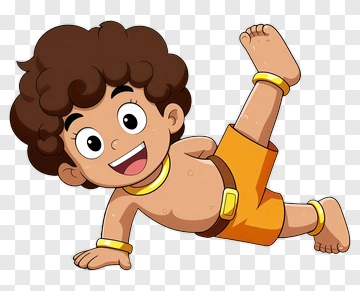 Cartoon Boy Playing Cheerfully PNG