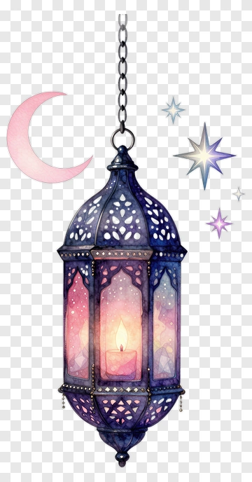 Colorful Lantern With Moon And Stars PNG
