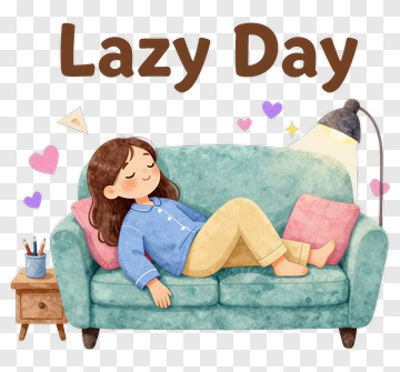 Lazy Day Illustration Of A Girl Relaxing On A Couch PNG