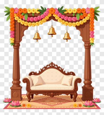 Traditional Wedding Mandap With Floral Decorations PNG