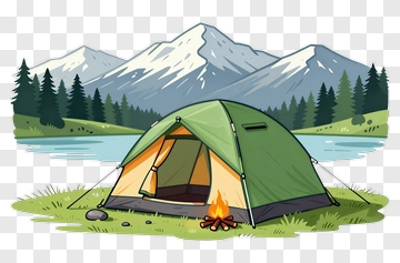 Camping Tent By A Mountain Lake PNG