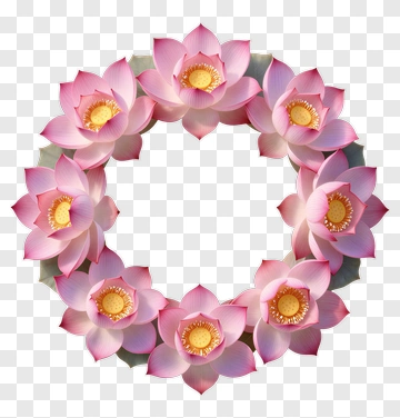 Pink Lotus Flower Wreath PNG