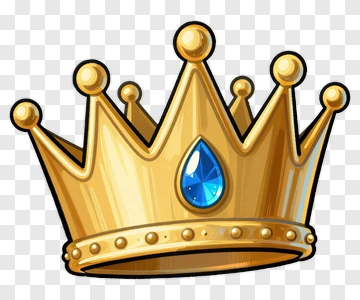 Golden Crown With Blue Gem PNG