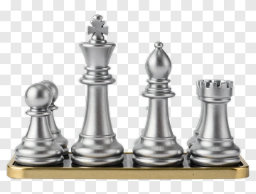 Silver Chess Pieces On A Board PNG