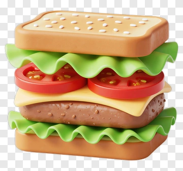 Colorful Hamburger With Lettuce And Tomato PNG