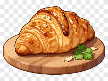 Delicious Croissant On A Wooden Board PNG