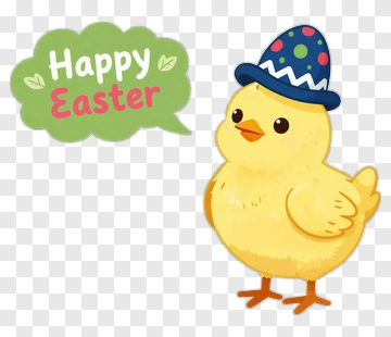 Cartoon Chick Wearing A Party Hat For Easter PNG