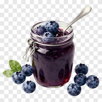 Blueberry Jam Jar With Fresh Blueberries PNG