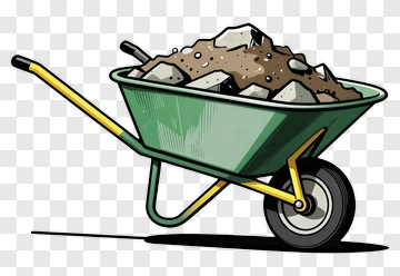 Cartoon Wheelbarrow Filled With Rocks PNG