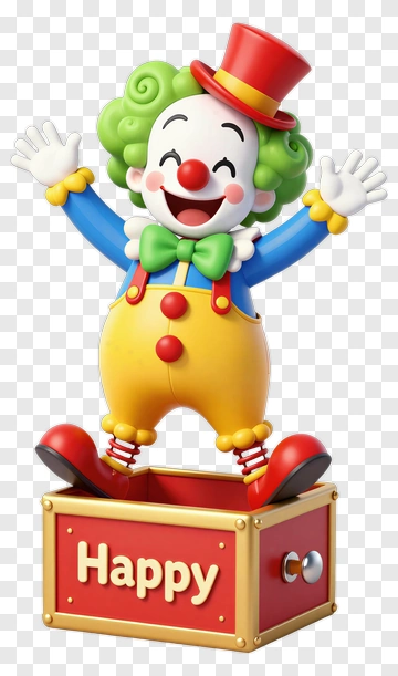 Happy Clown Standing On A Jack-In-The-Box PNG