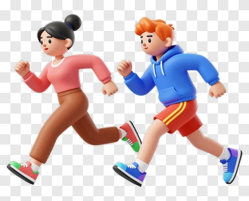 Cartoon Characters Running Together PNG