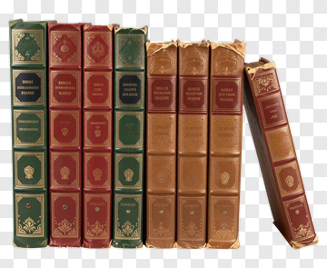 Stack Of Vintage Leather-Bound Books PNG