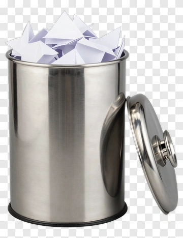 Metal Trash Can With Paper Stars PNG